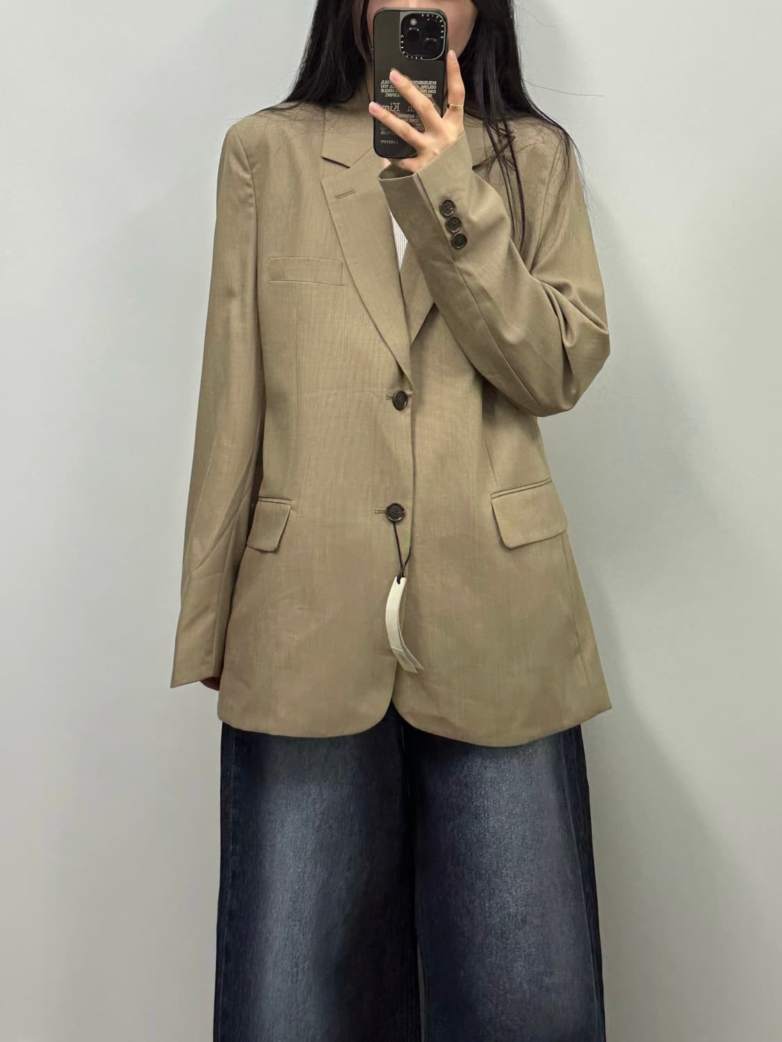 르마드 베이지 버튼 싱글 블레이저 자켓 상품이미지1