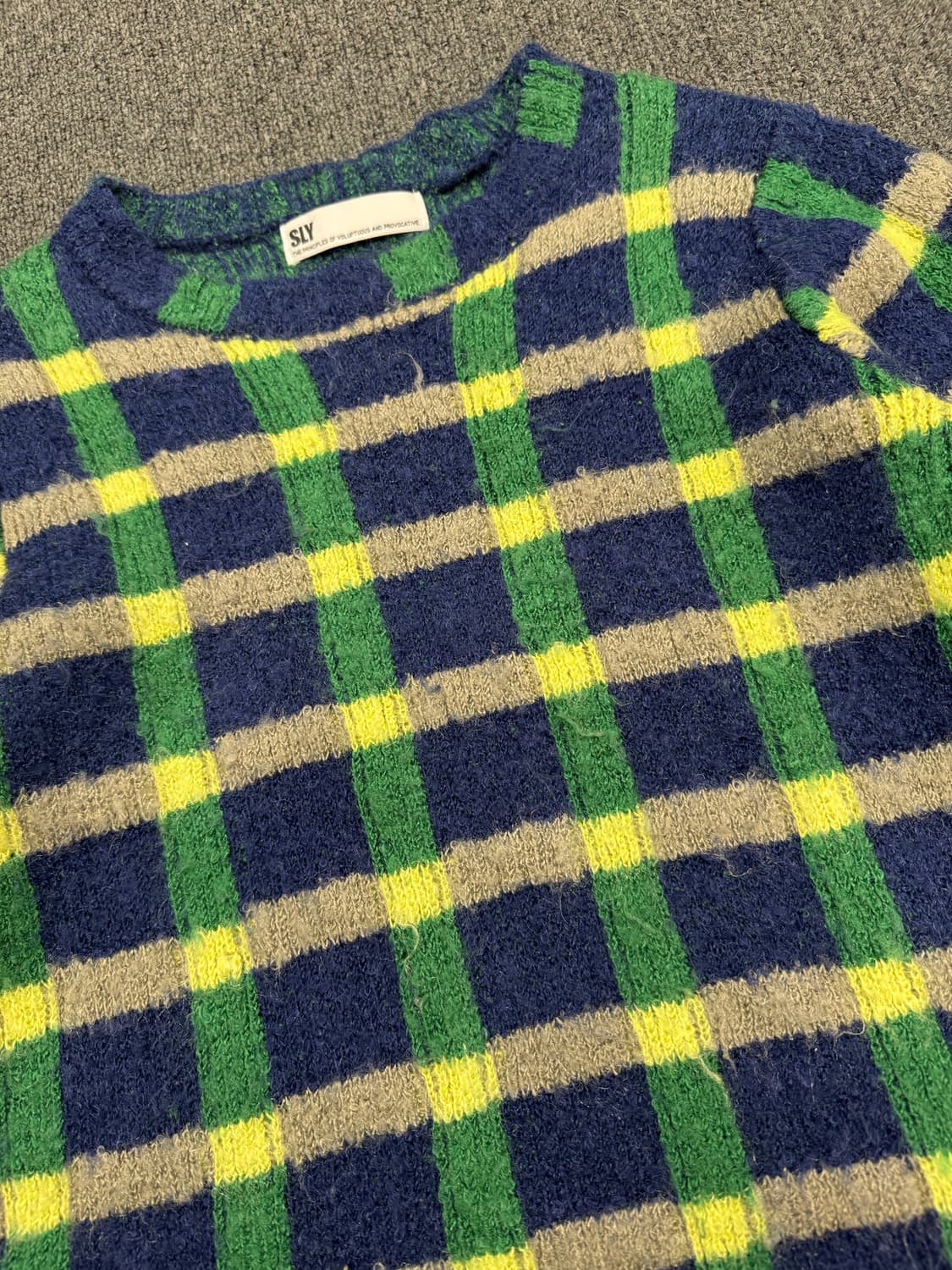 OS)SLY 빈티지 체크 패턴 여성 니트 상품이미지2