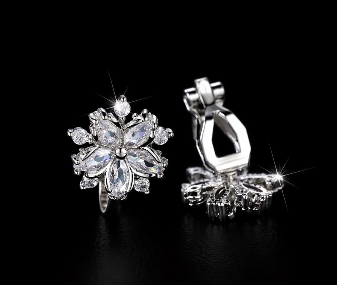 (새상품) 눈꽃 큐빅 귀찌 안뚫는 귀걸이 - 클립형 상품이미지2