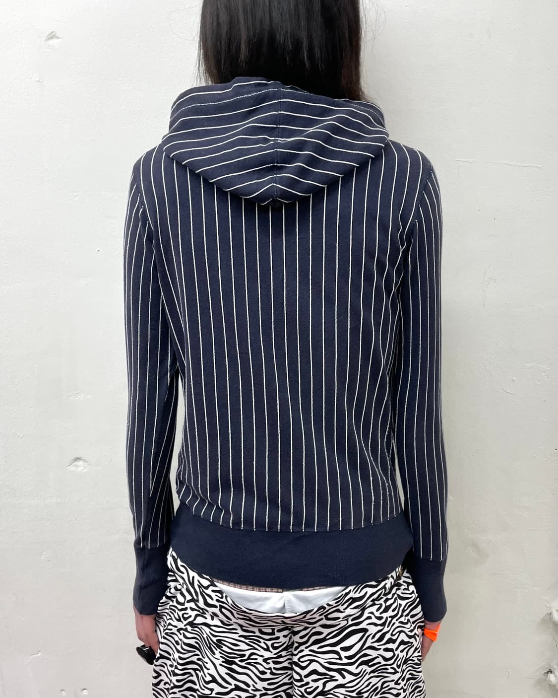 White Sticky Navy Hooded Zip-Up  상품이미지2
