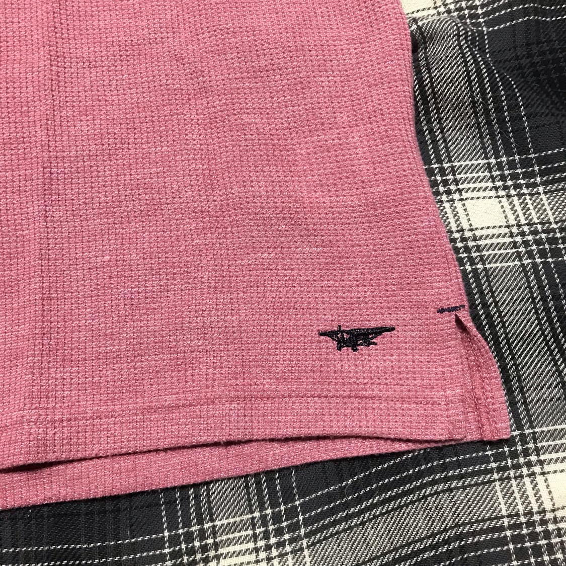 재팬 빈티지 핑크 와플 헨리넥 상품이미지2