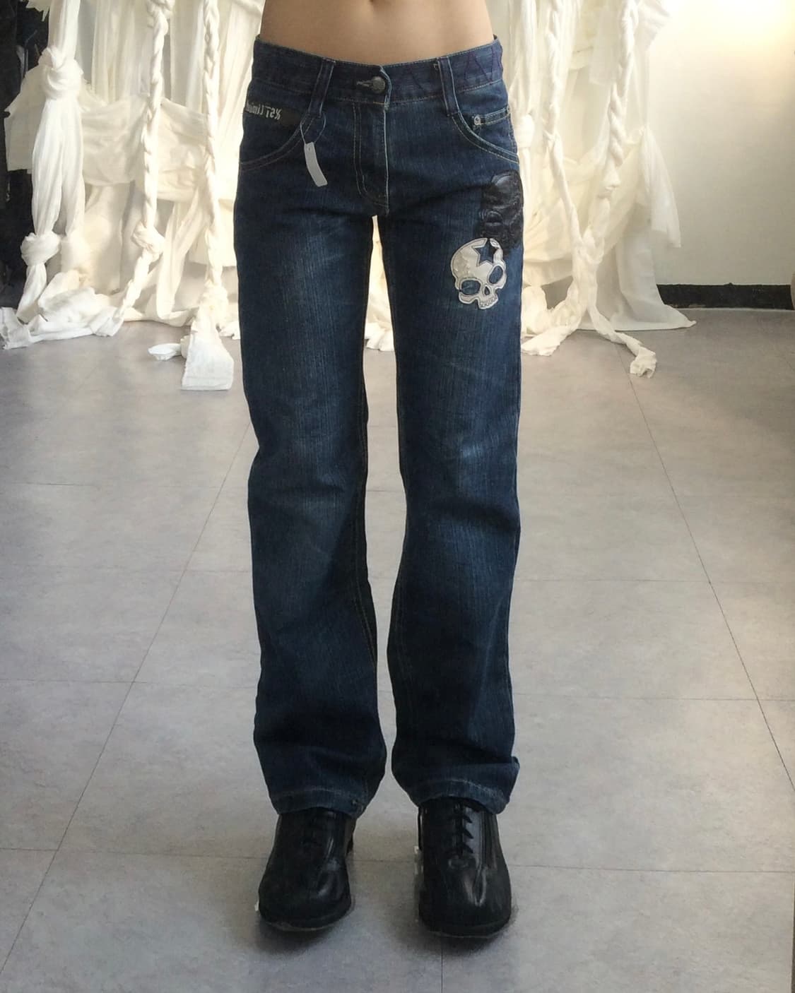 Batsu skull patch denim pants 상품이미지9