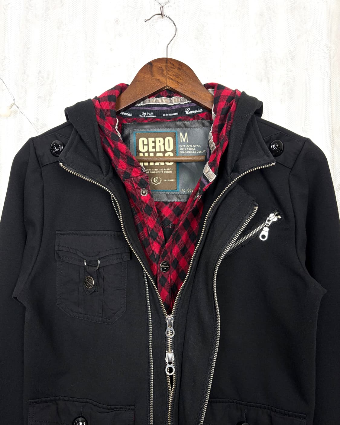 CERO MINS Check-Lined Hooded Zip-Up 상품이미지4