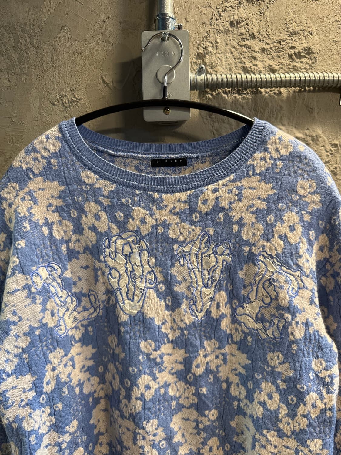 ONE SIZE 시슬리 SISLEY LOVE 자수 니트 스웨터 블루 상품이미지4