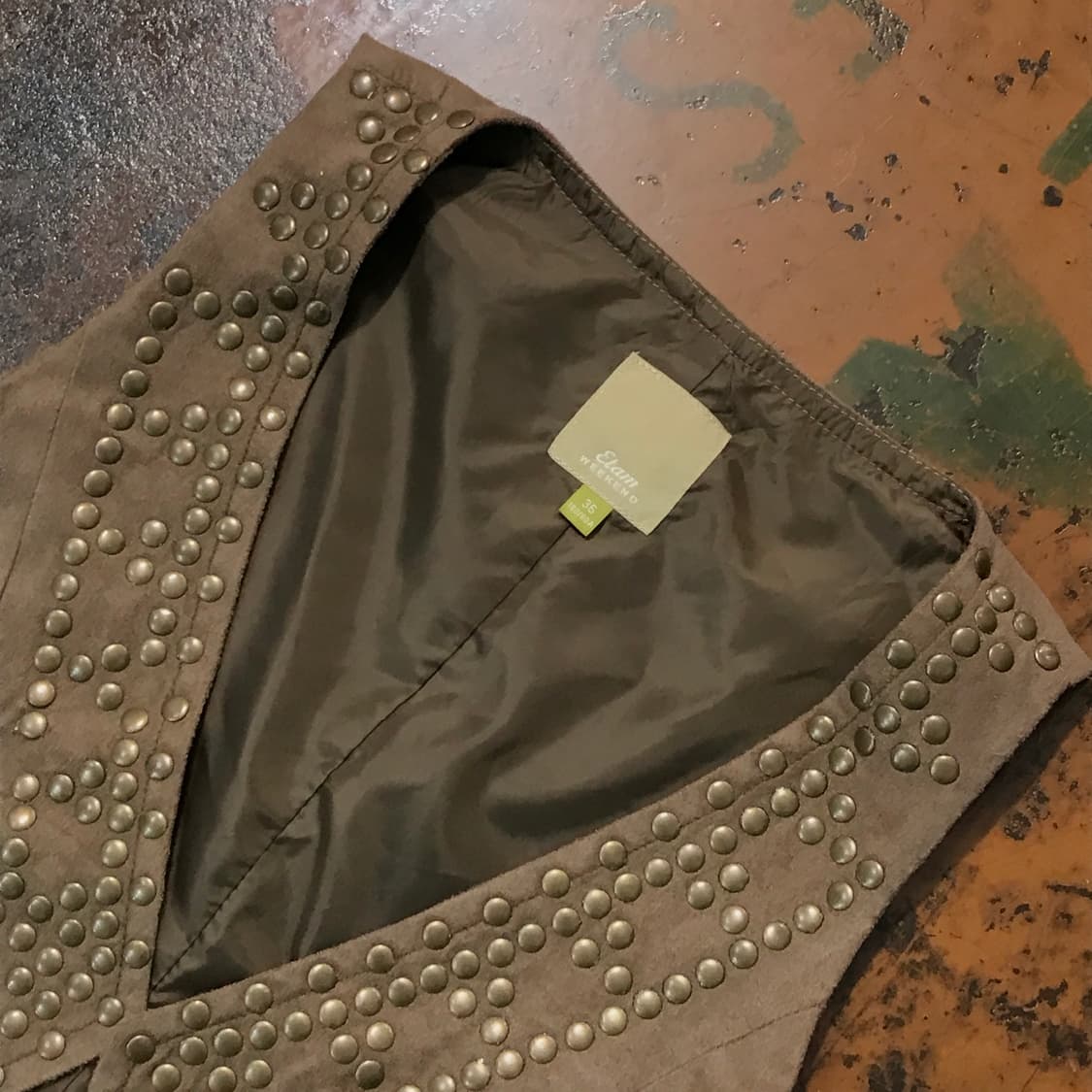 VTG 빈티지 폴리 스웨이드 브라운 프린지 베스트 자켓 여성 44 55 상품이미지2