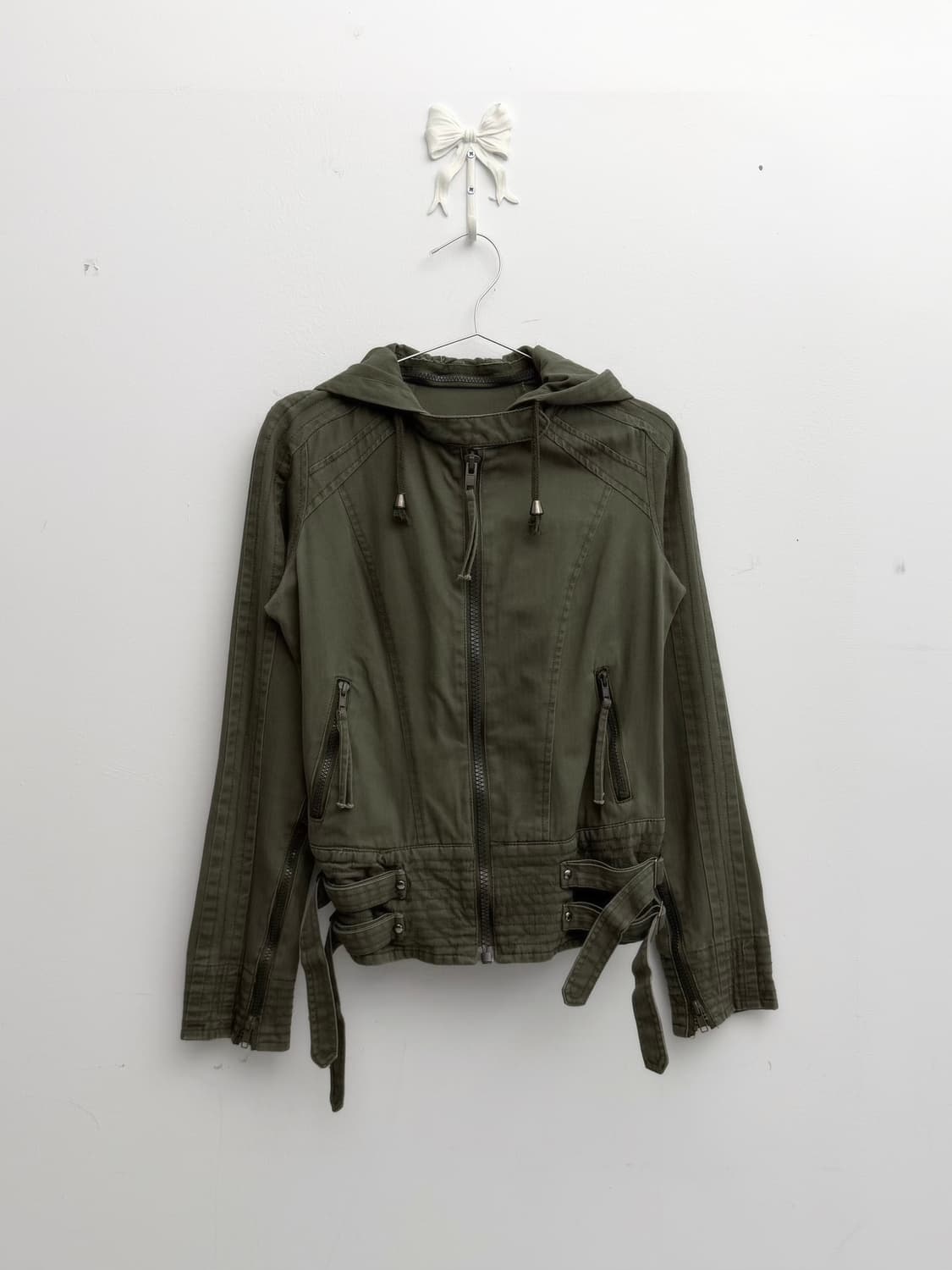 y2k 벨티드 디테일 코튼 후드 자켓 상품이미지2