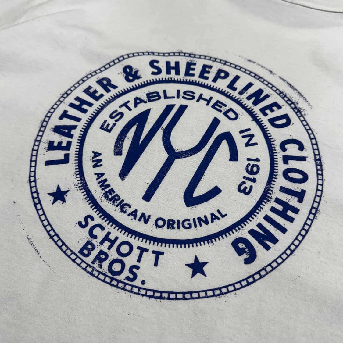 쇼트(Schott) 화이트컬러 양면 스탬프 프린팅 로고 크루넥 반팔 상품이미지6