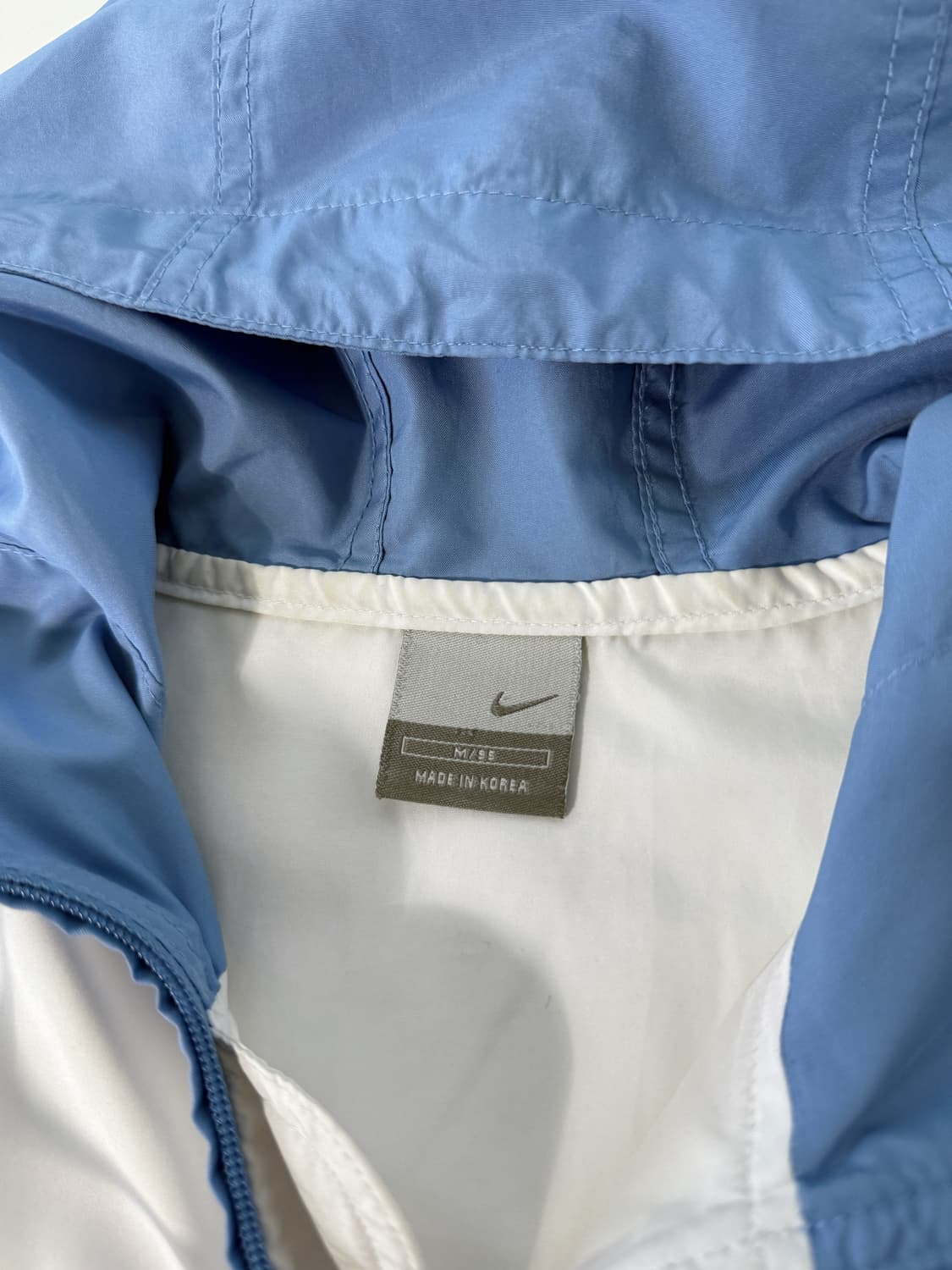 나이키 00‘s 루즈핏 흰&하늘 배색 스우시 하프집 아노락 자켓 상품이미지5