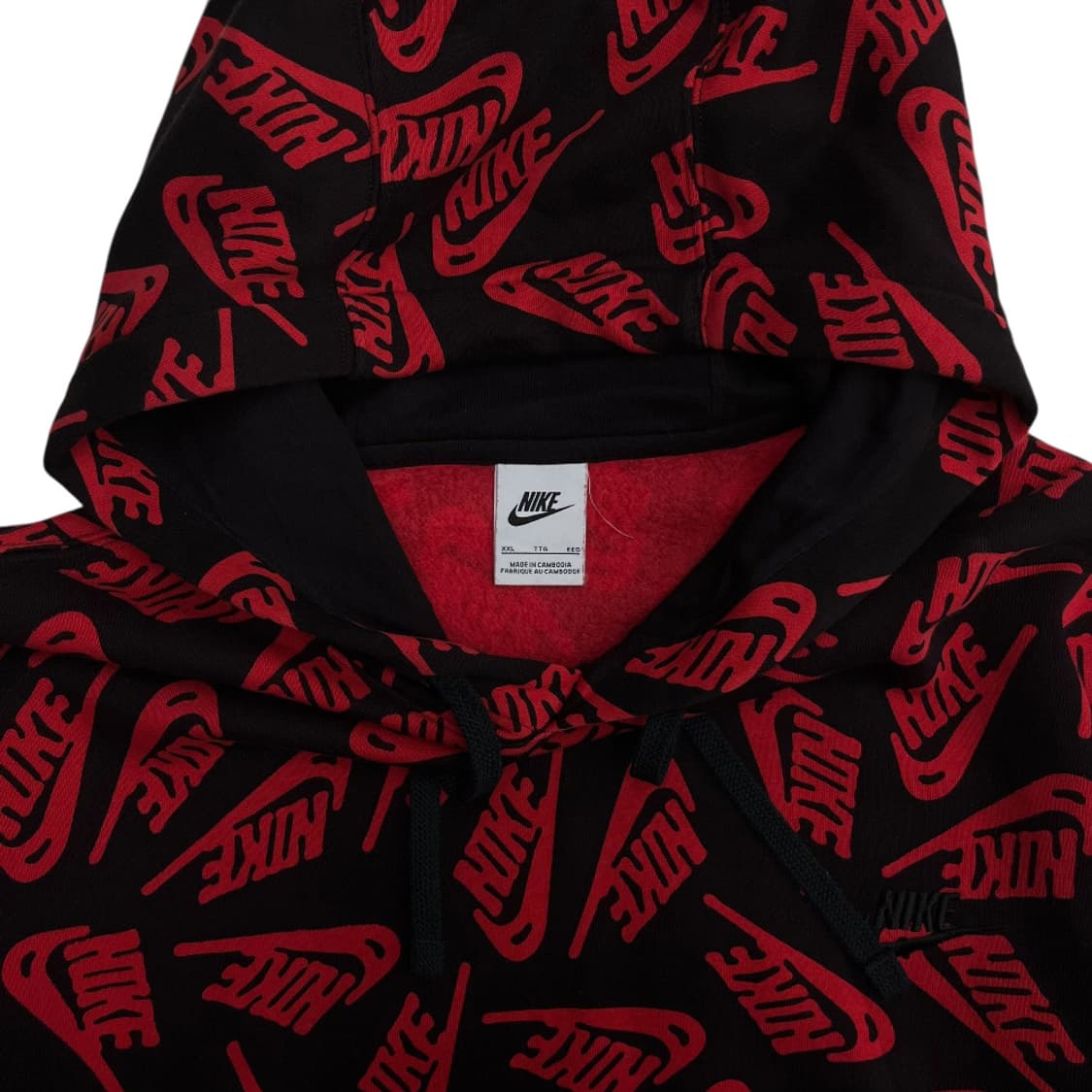 나이키 레드 로고패턴 블랙 후드 XXL 상품이미지5