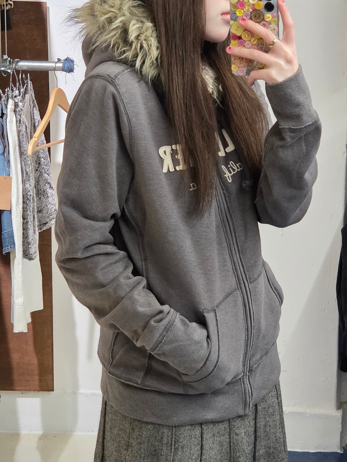 HS Y2K 홀리스터 털 후드 집업 상품이미지3