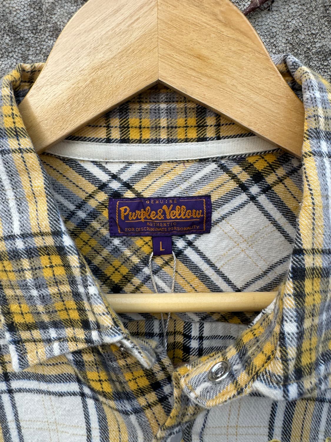 일본 빈티지 퍼플 앤 옐로우 체크 투포켓 플란넬 웨스턴 셔츠 상품이미지4