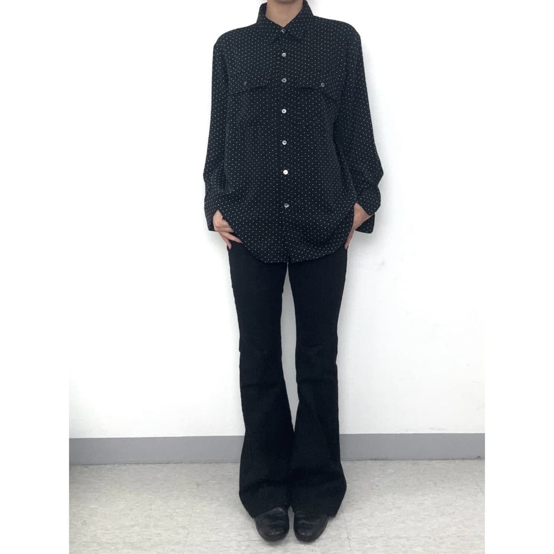 빈티지 블랙 도트 블라우스 셔츠 상품이미지2