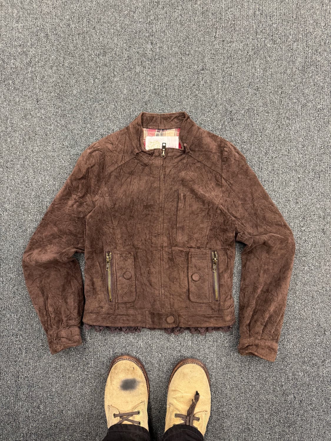 Japanese vintage 여성 브라운 레이스 레이어드 자켓 상품이미지1