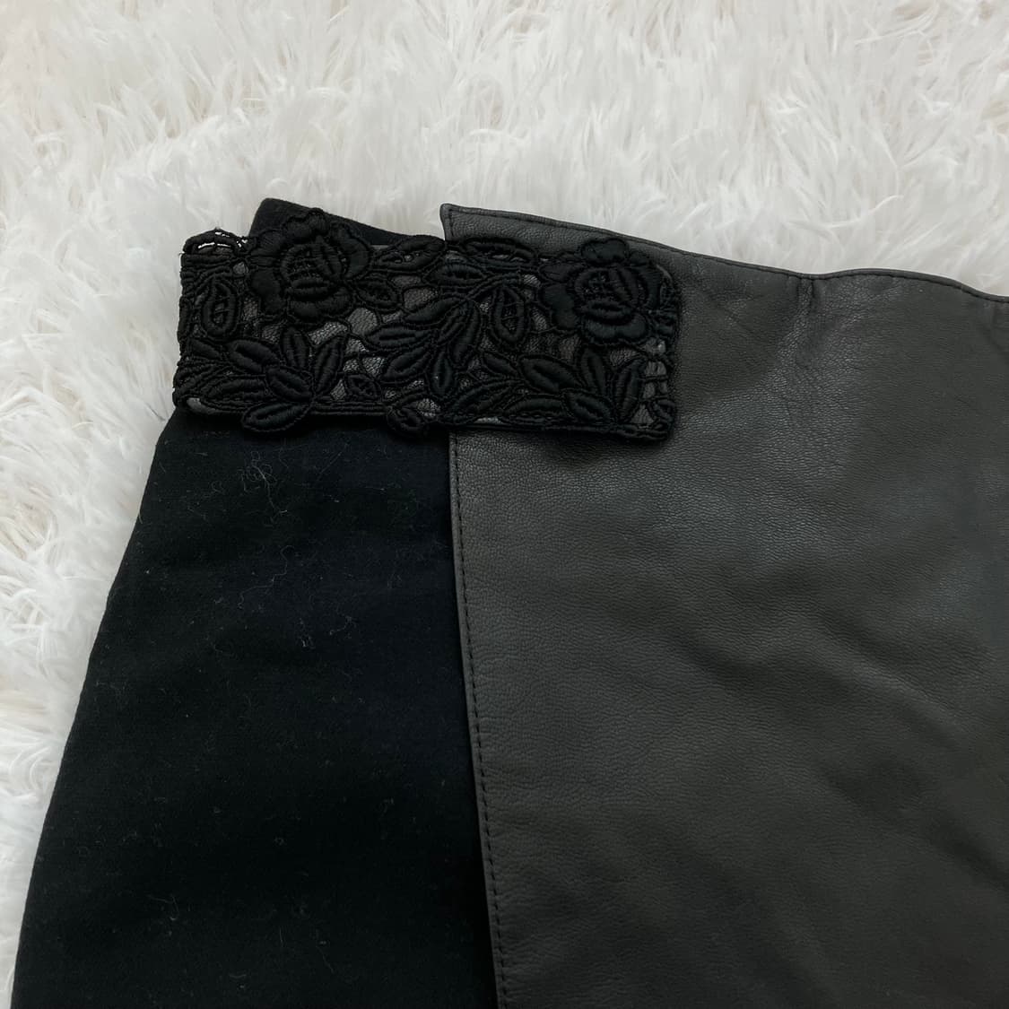 빈티지 블랙 레더 플라워 스커트 y2k 스트릿 갸루 펑키 일본빈티지650 상품이미지3