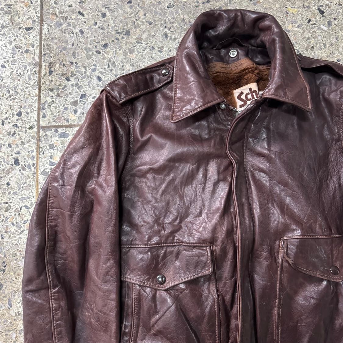 [M~L] 80s Schott 쇼트 G-1 레더 자켓 상품이미지4