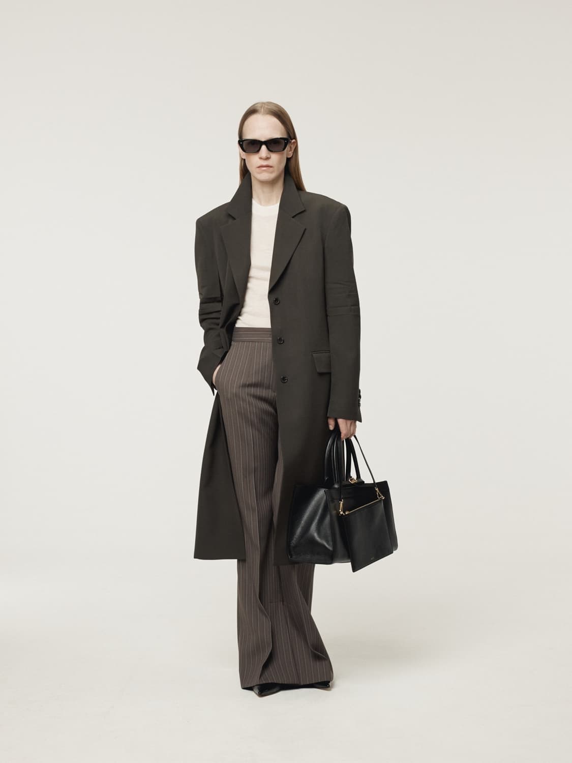 렉토 RECTO 슬리브 크리즈 울 코트 차콜 상품이미지1