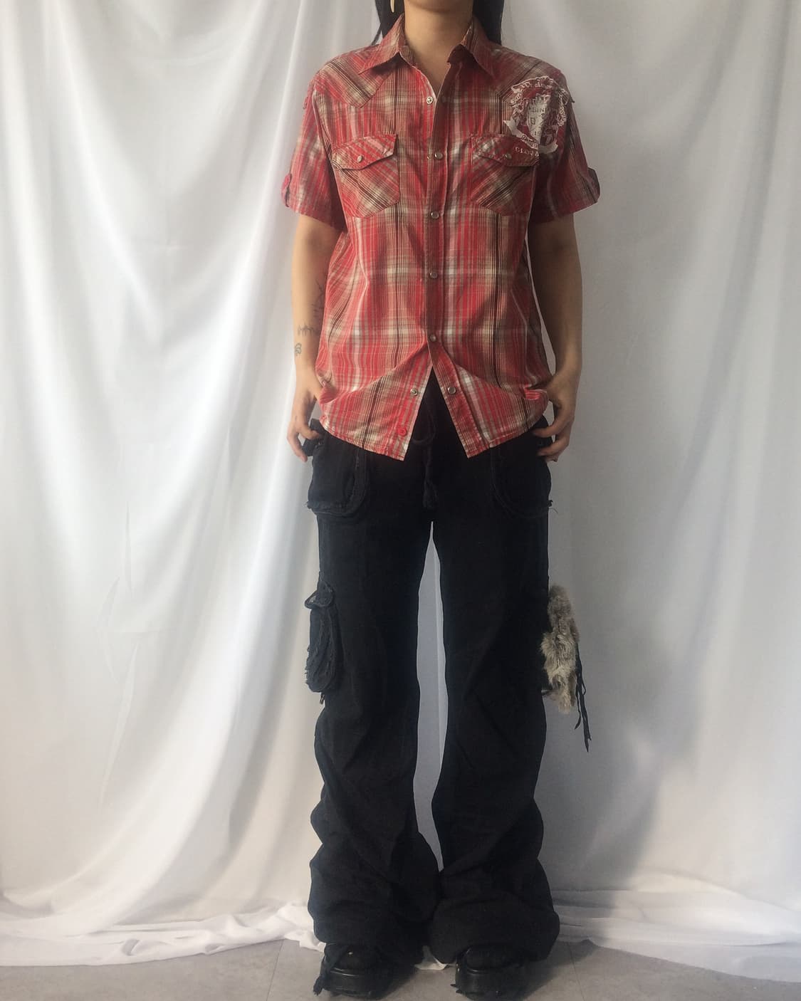 Printing point check pattern shirt 상품이미지1