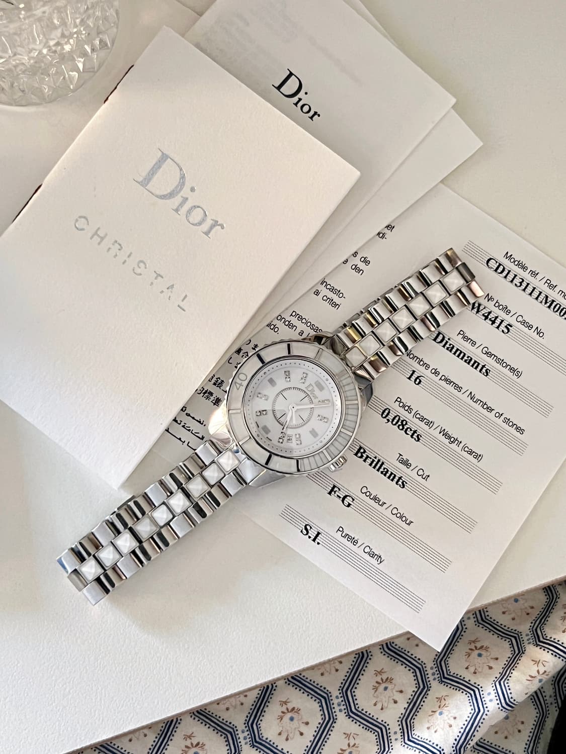 Dior 화이트 크리스탈 12p 다이아 디올 여성 시계 상품이미지8