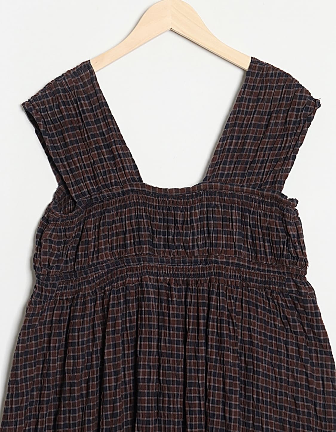 DISCOAT Shirring Check One-Piece 상품이미지8