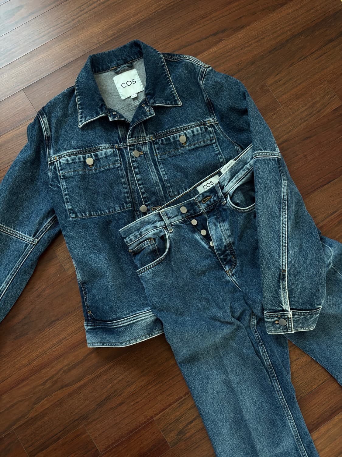 (L/32) 코스 플레어 부츠컷 / 트러커 데님 셋업 중청 상품이미지1