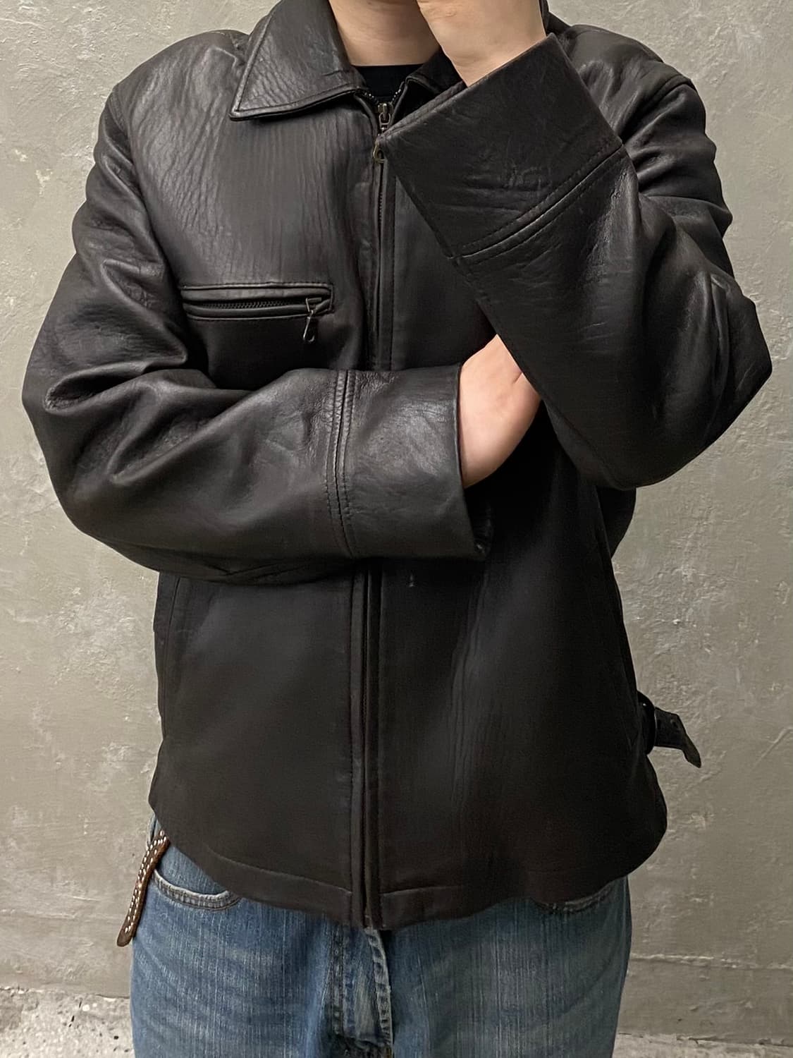 [100] 90s 알프레도 베르사체 다크브라운 양가죽 레더 자켓 상품이미지9