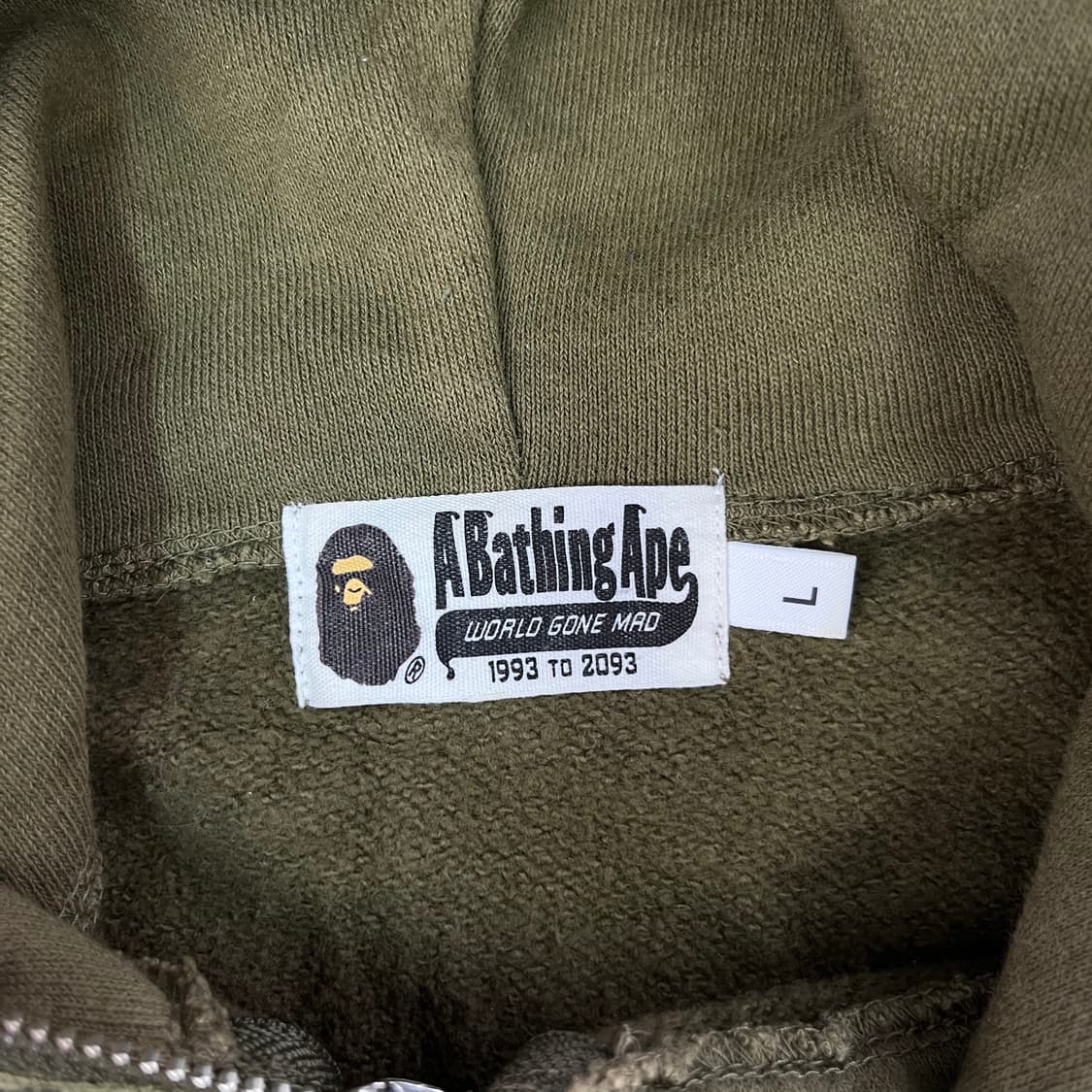 100 베이프 타이거 카키 반집업 후드티 상품이미지4