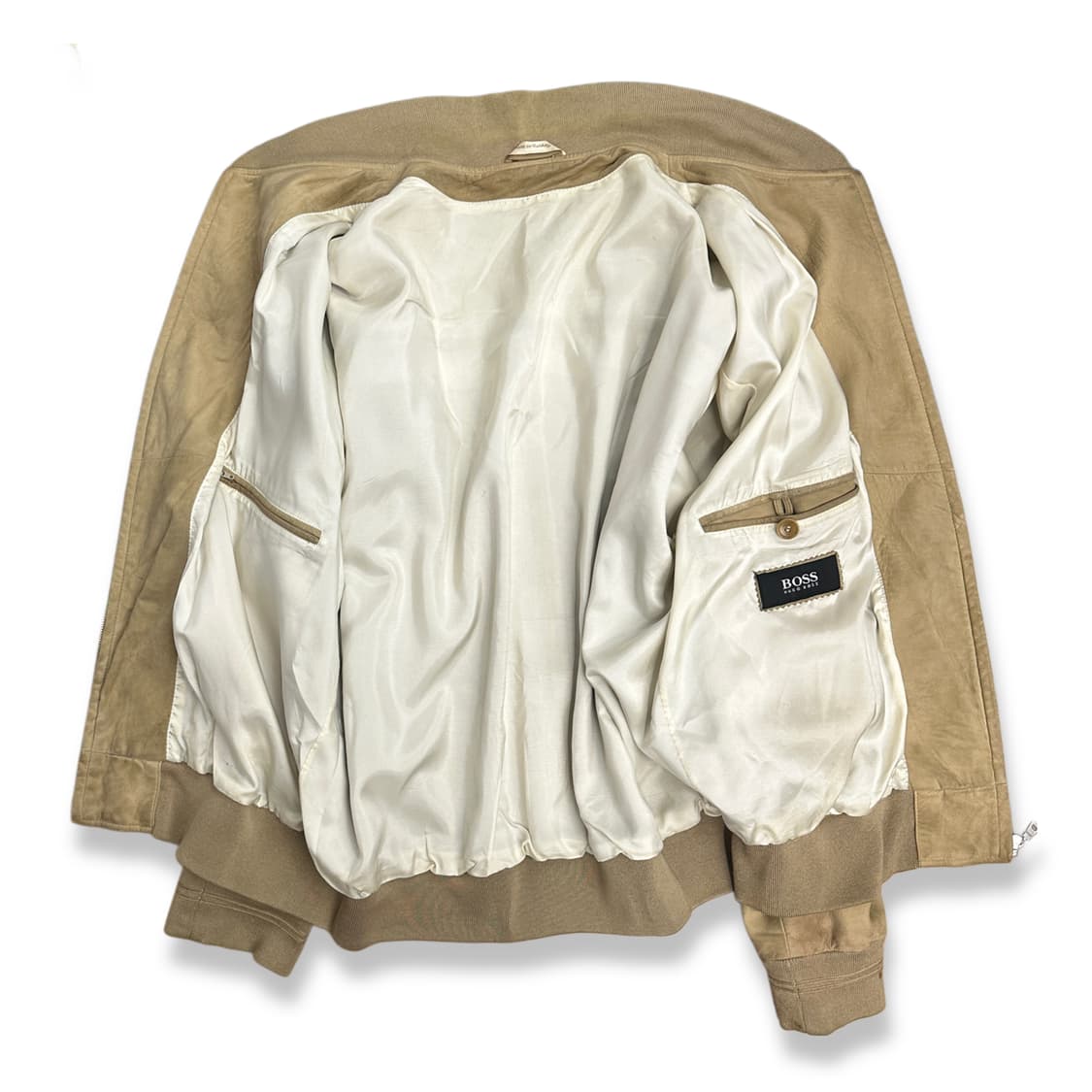 00s HUGO BOSS 스웨이드 레더 봄버 자켓 XL 상품이미지3