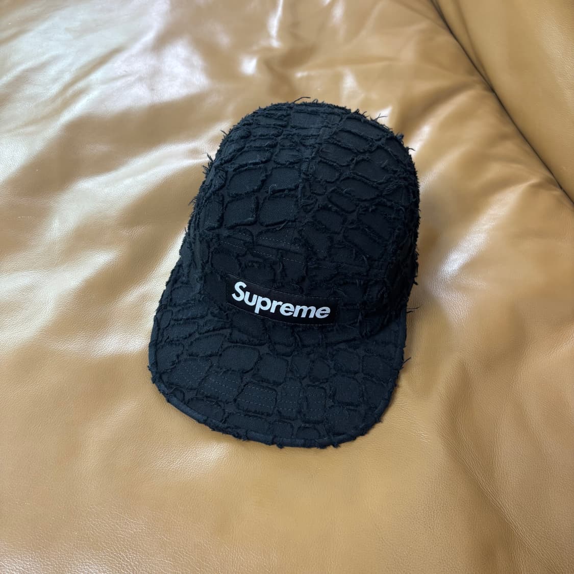 슈프림 캠프캡 모자 박스로고 25ss 프레이드 크록 데님 블랙 상품이미지1