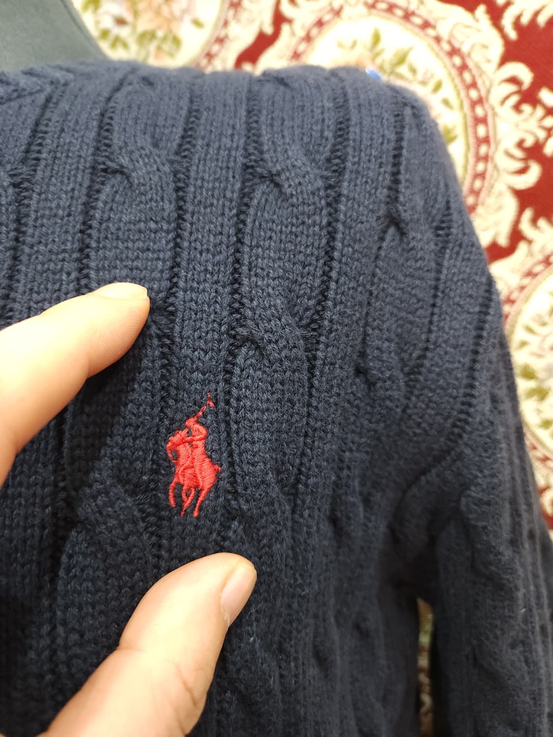 폴로 랄프로렌 네이비 꽈배기 코튼 니트
​
 상품이미지5