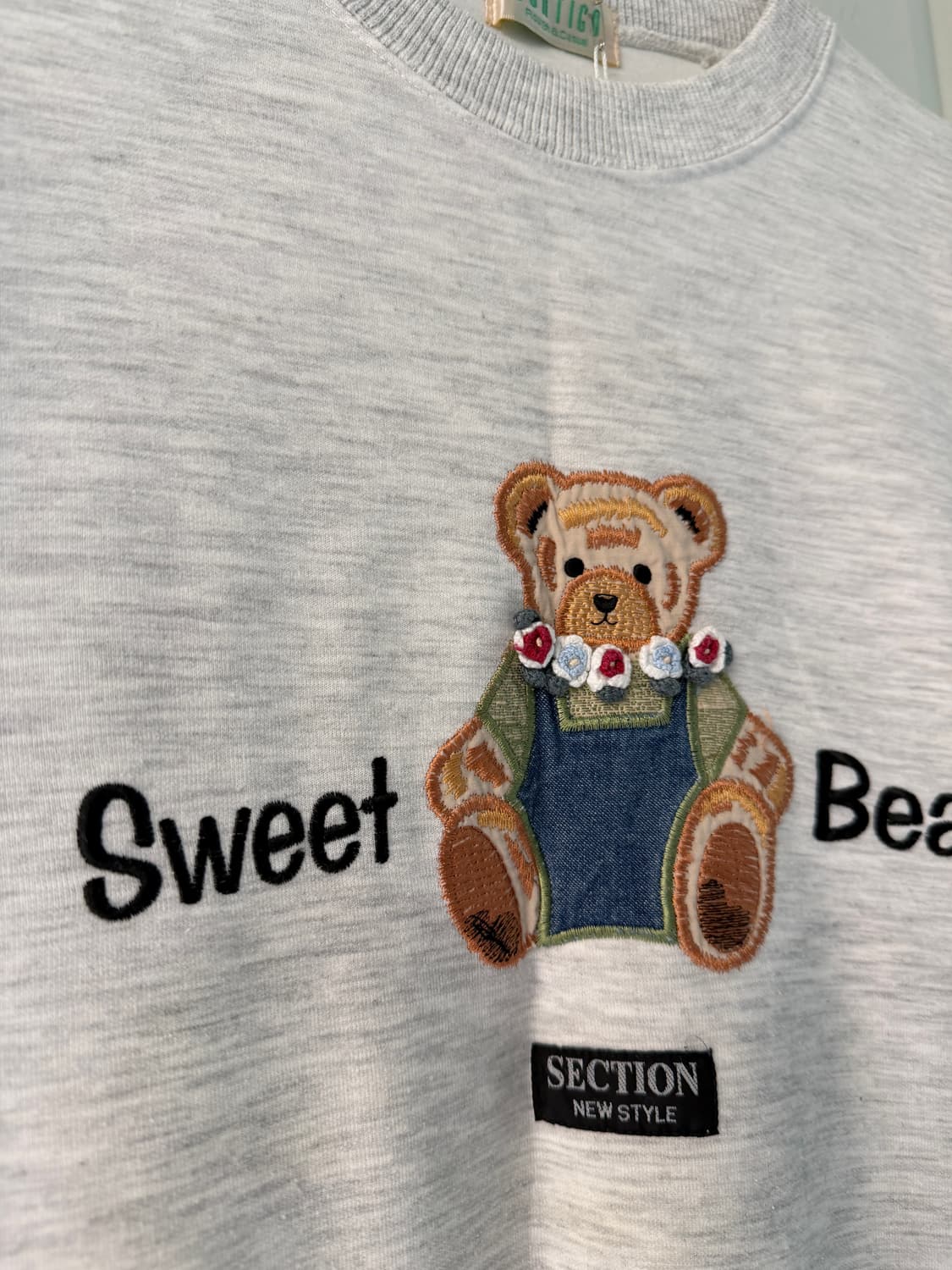 일본빈티지 모리 곰돌이자수 스웻 맨투맨 상품이미지6