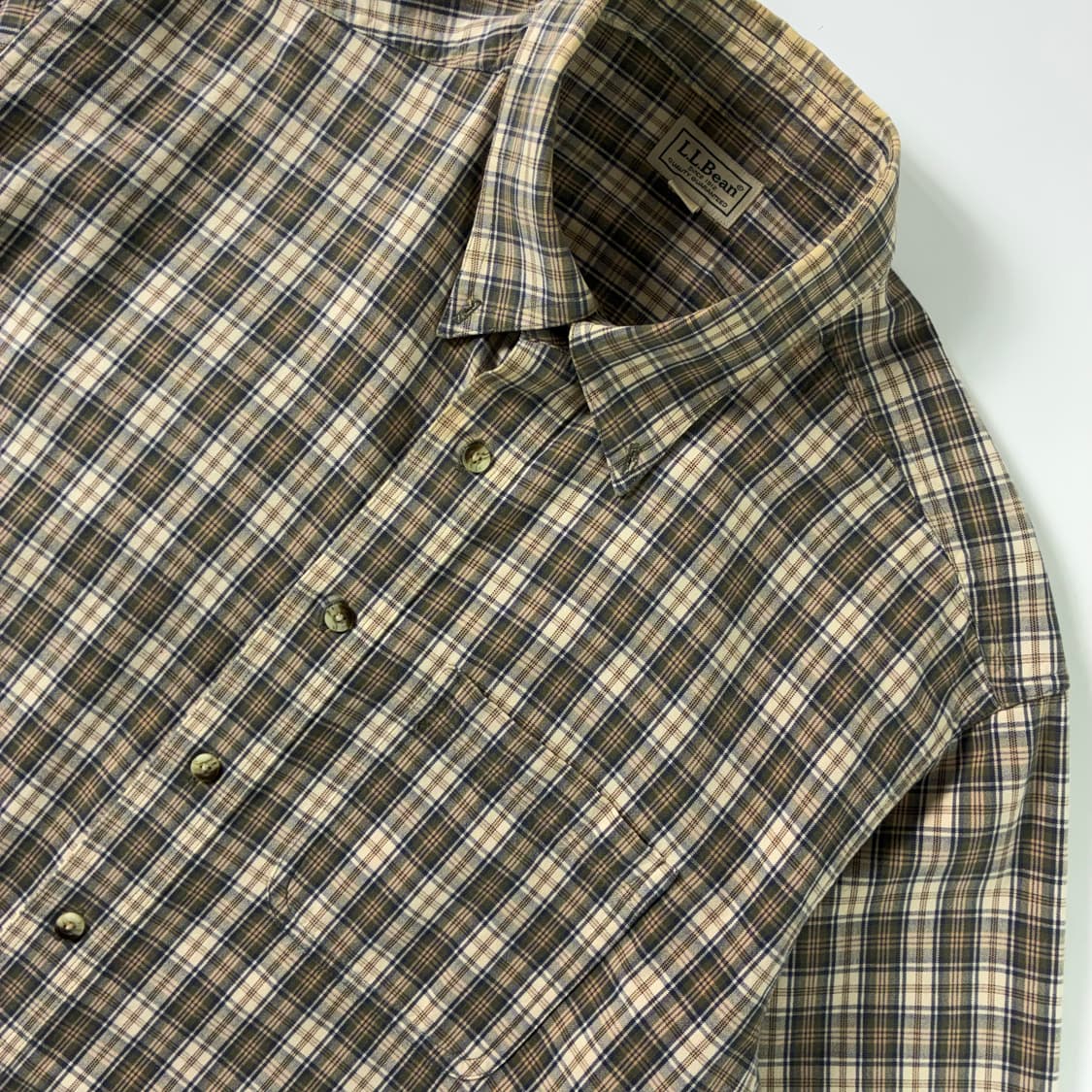 L.L bean  엘엘빈 코튼 포켓 베이지 체크 셔츠  상품이미지3