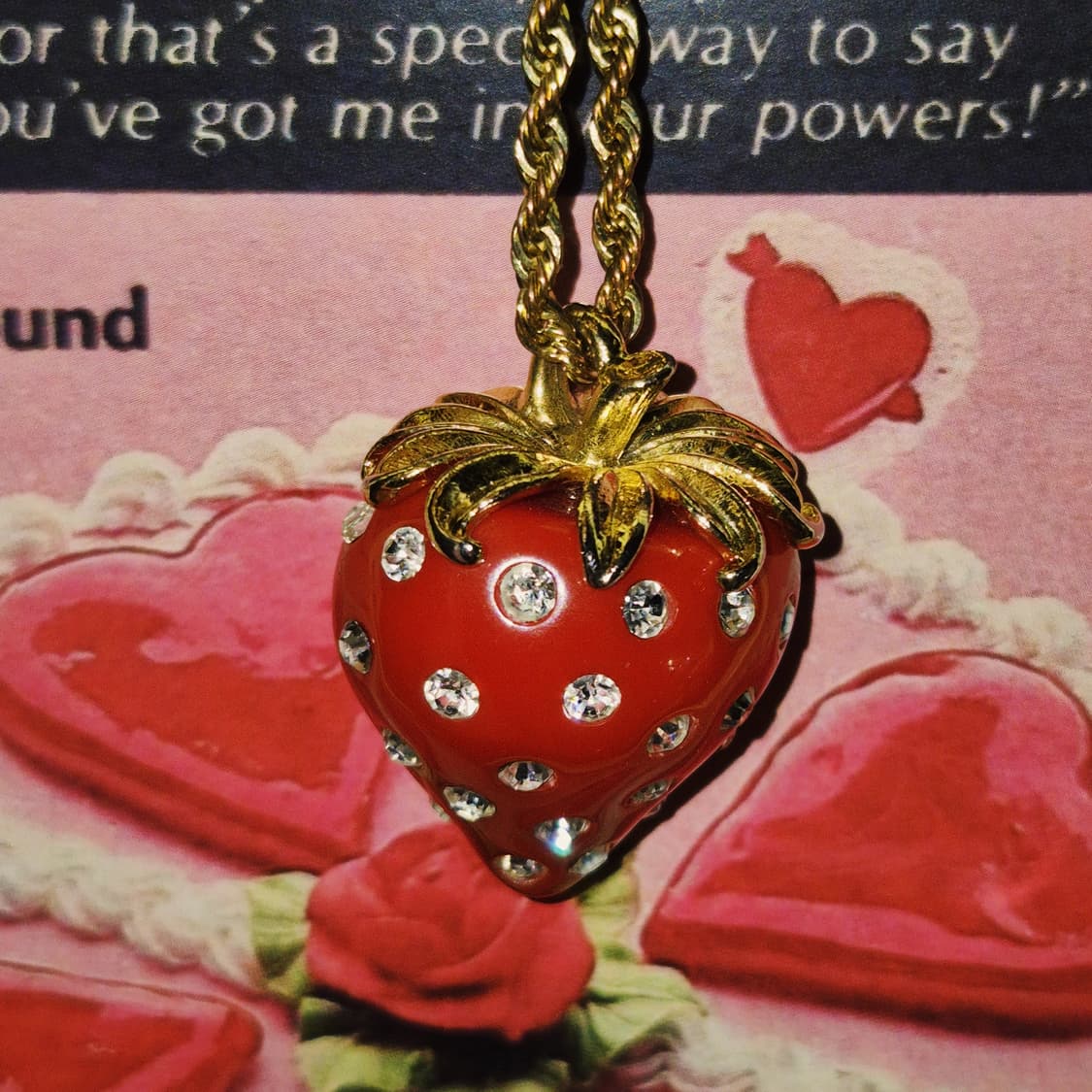 90s 미국 케네스제이 빅 딸기 스톤 목걸이 상품이미지10