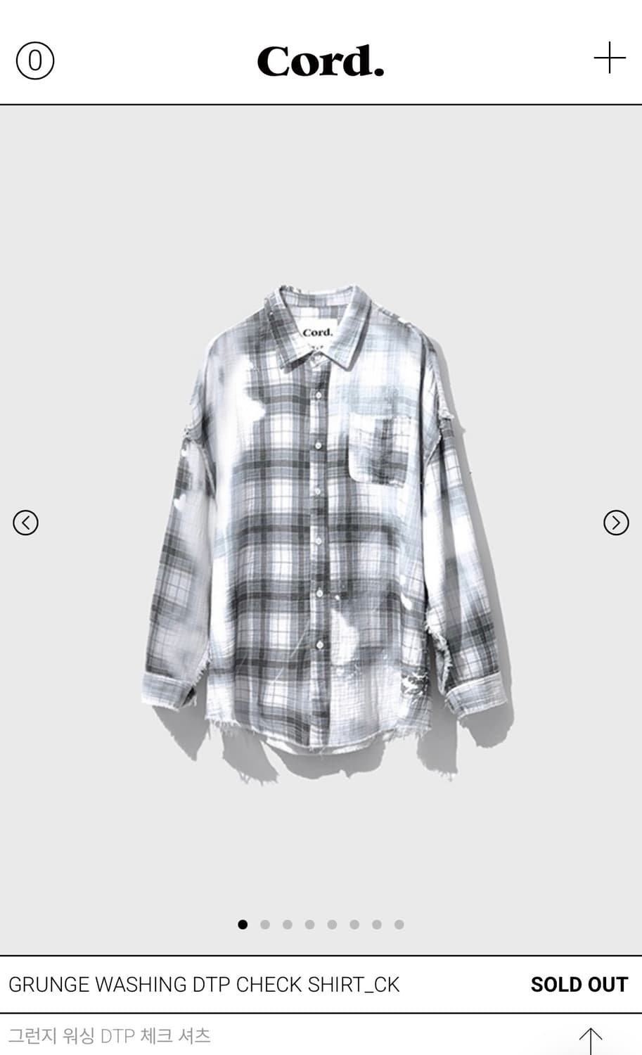 Cord 그런지 워싱 DTP 체크 셔츠 [L] 상품이미지1