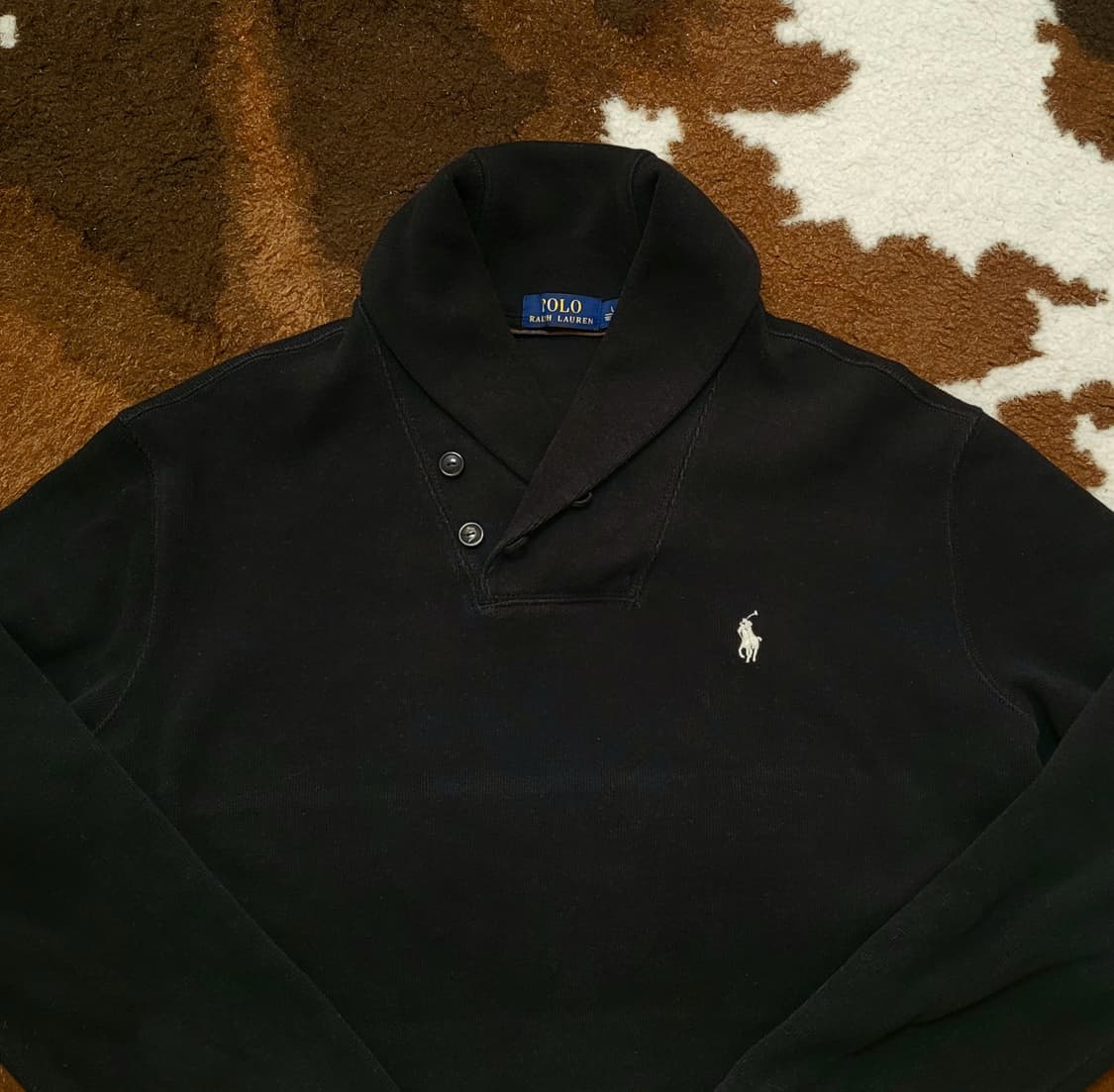 폴로 랄프로렌 남성용 숄칼라 면 스웻셔츠 블랙 (L) 상품이미지2
