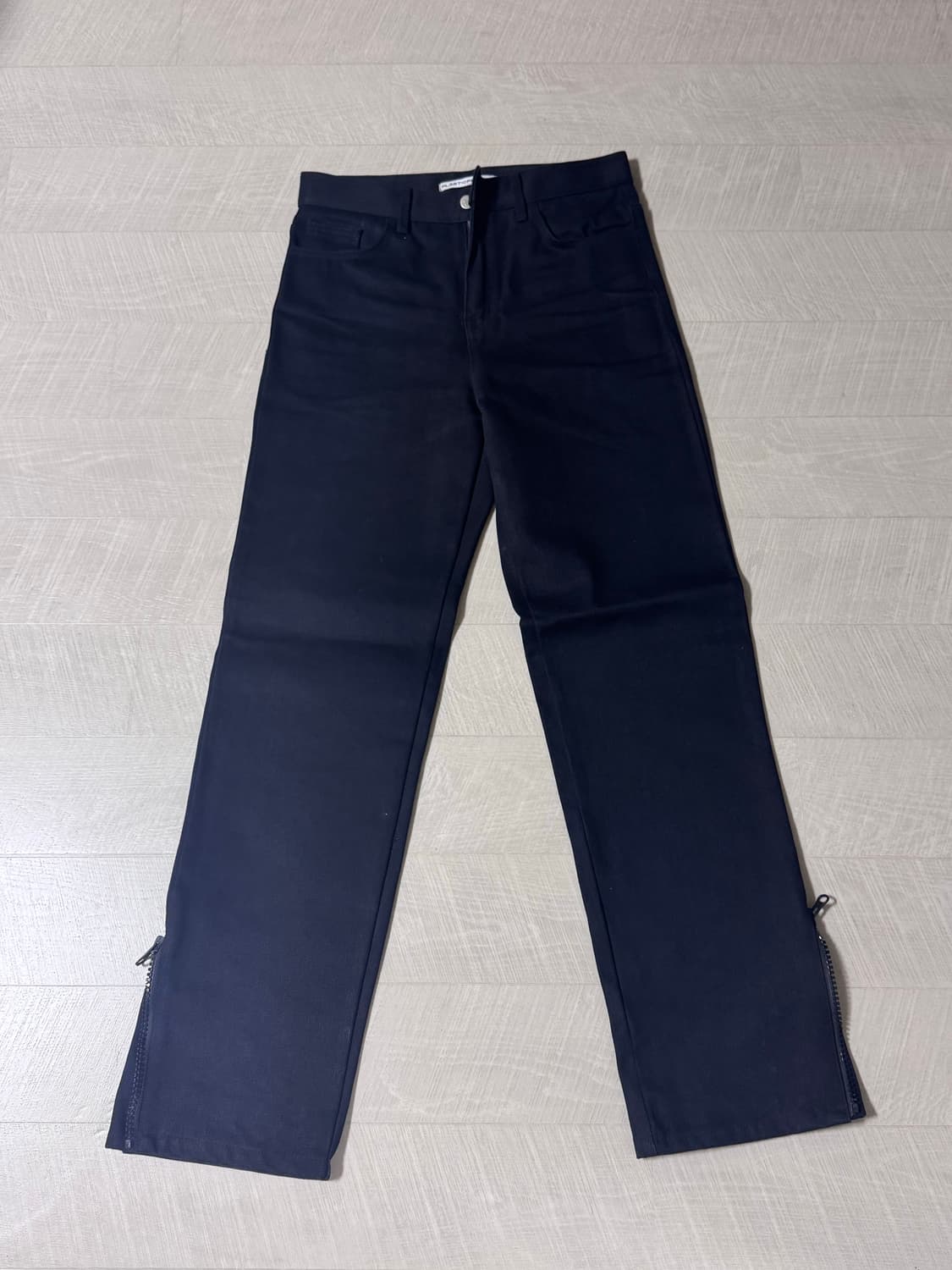 플라스틱프로덕트 지퍼 팬츠 블랙 S 상품이미지1