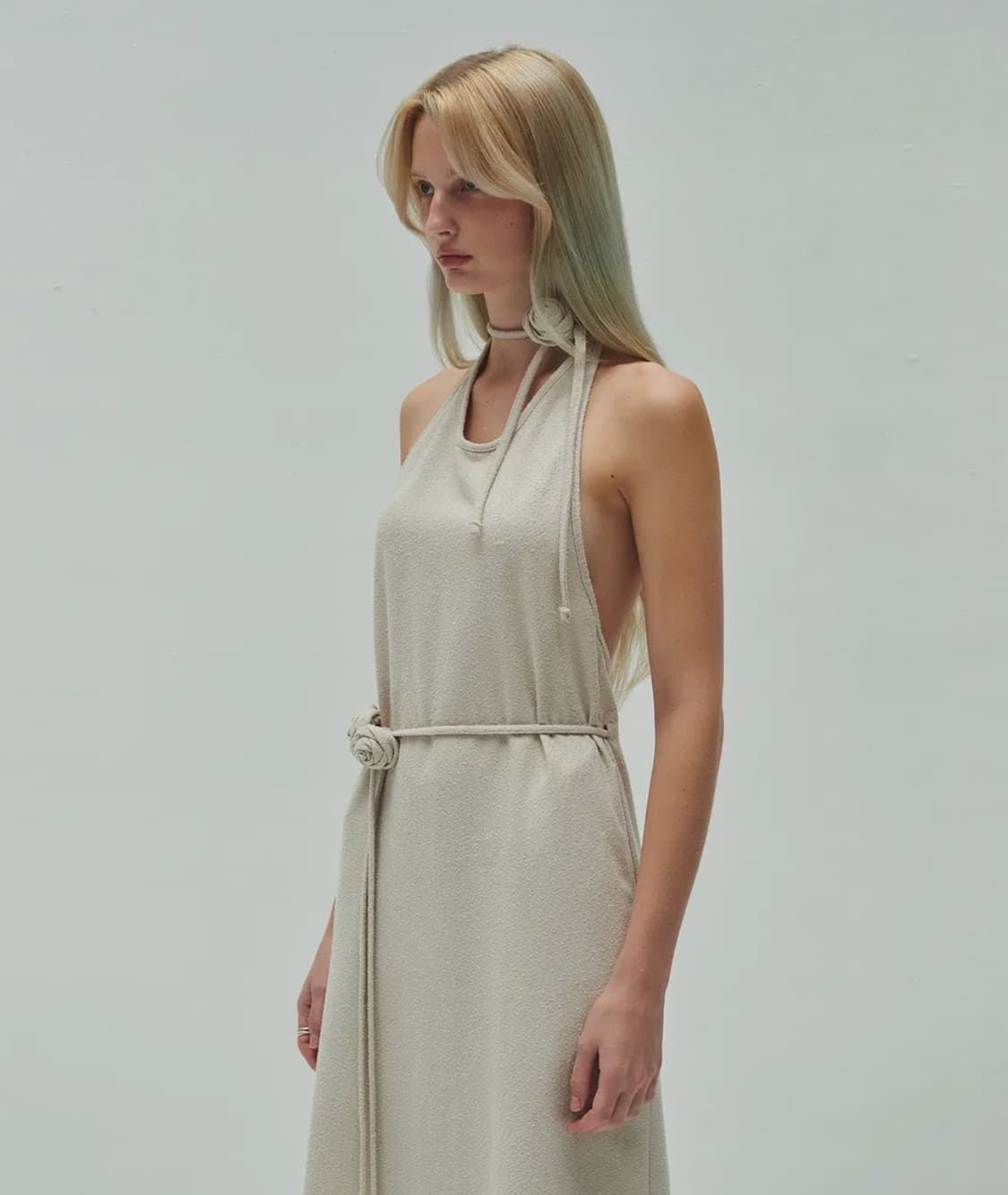 다이애그널 플라워 코사지 원피스 상품이미지3