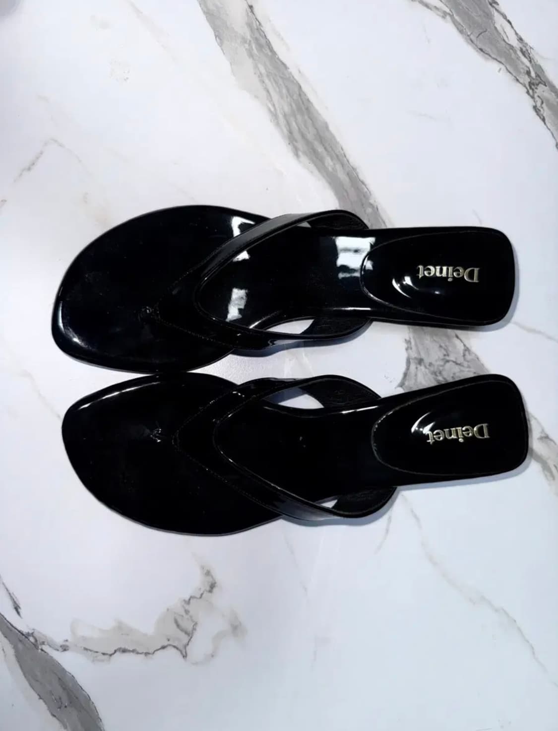 다이닛 ENAMEL FLIP FLOP IN BLACK 상품이미지4