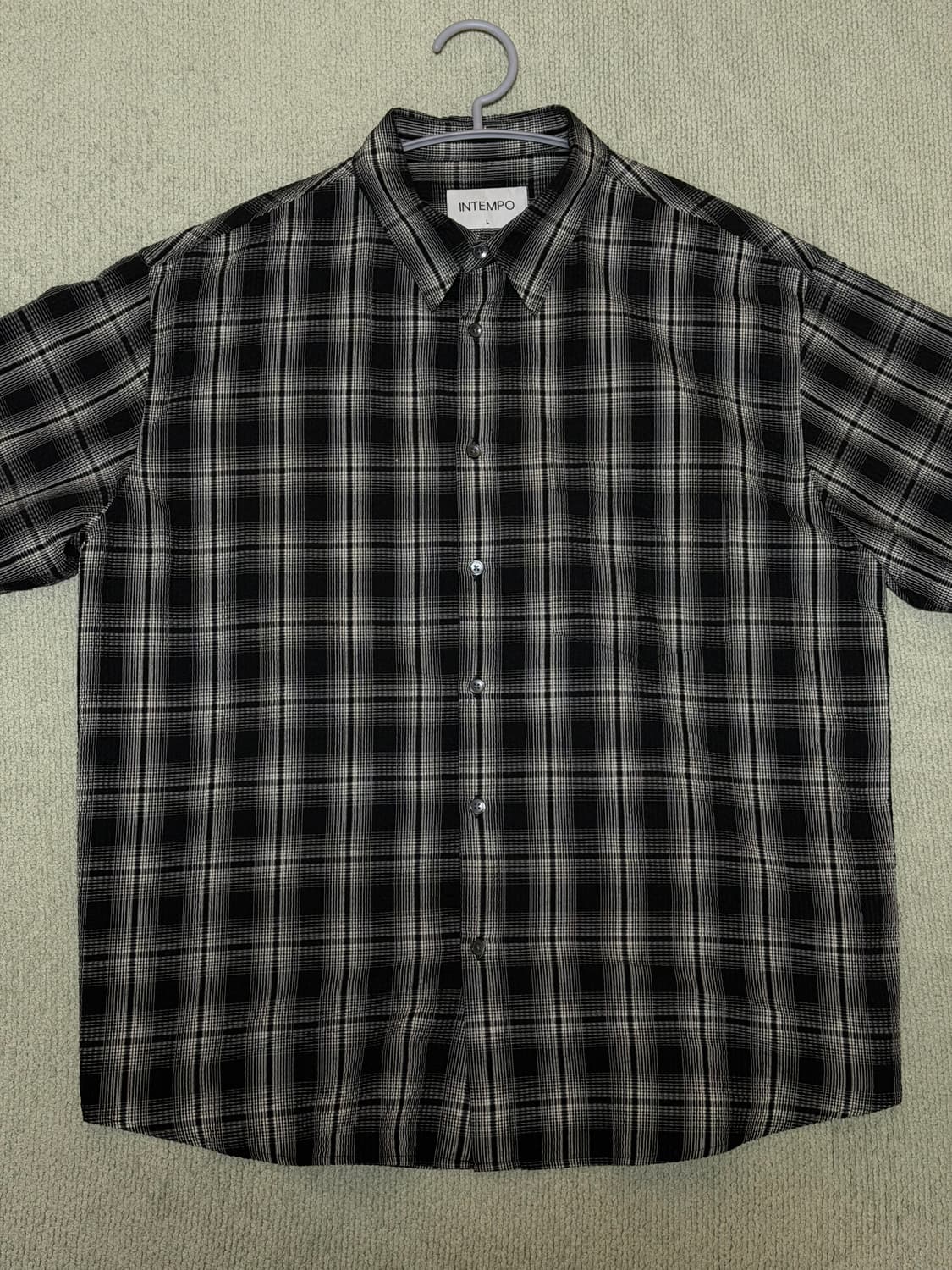 인템포무드 시어서커 체크셔츠 L 상품이미지1