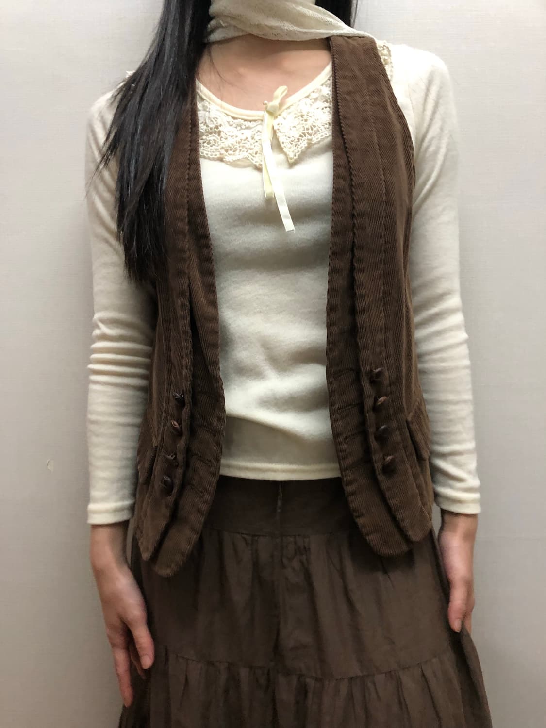 빈티지 브라운 코듀로이 버튼 베스트 상품이미지1