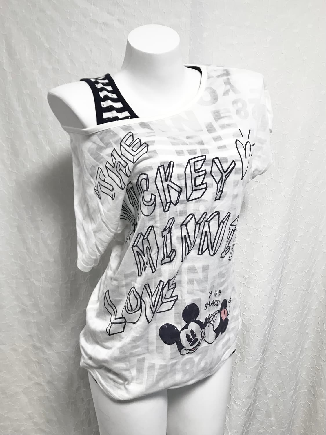 빈티지 니혼진 너드 미키마우스 레이어드 반팔 탑 세트 상품이미지1