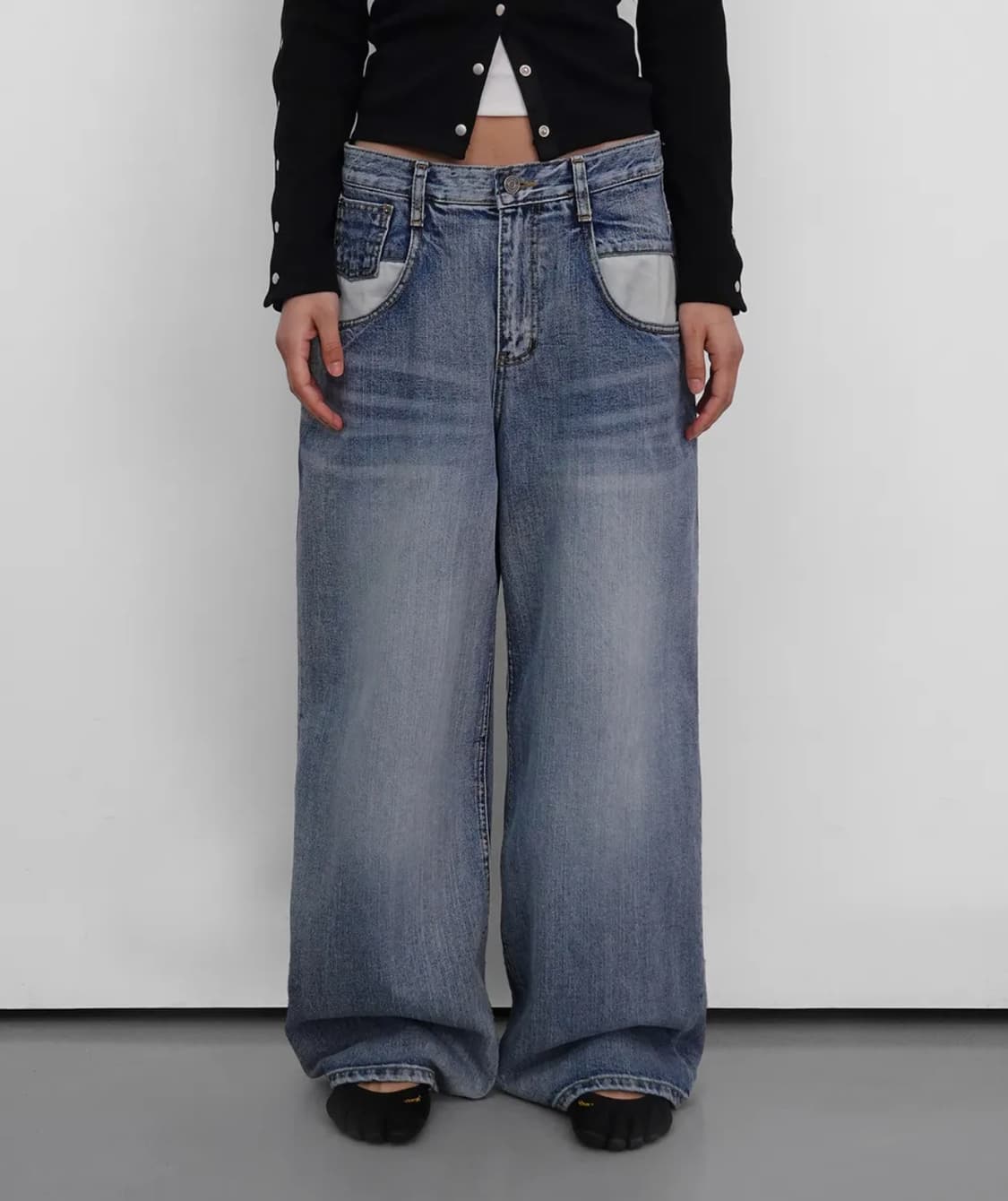 샌드릭 와이드 아웃 포켓 데님 팬츠 블루 S (미착용) 상품이미지2