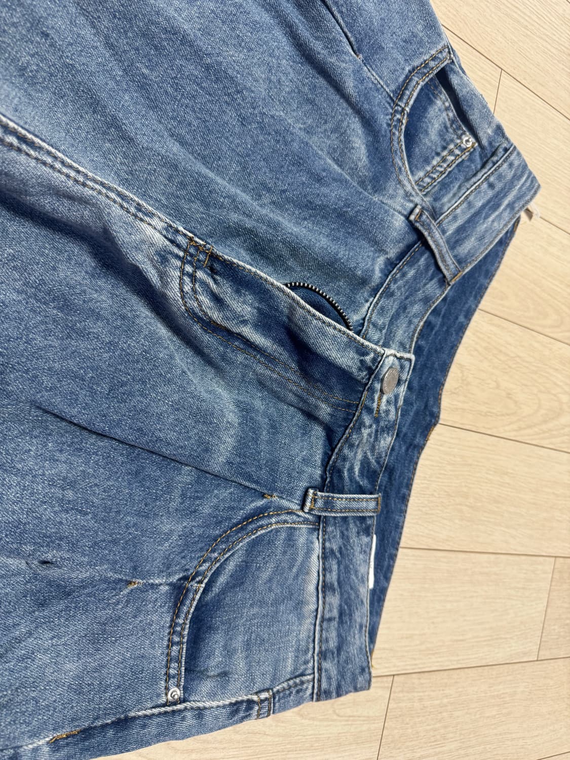 워싱 데님 와이드 팬츠 상품이미지2