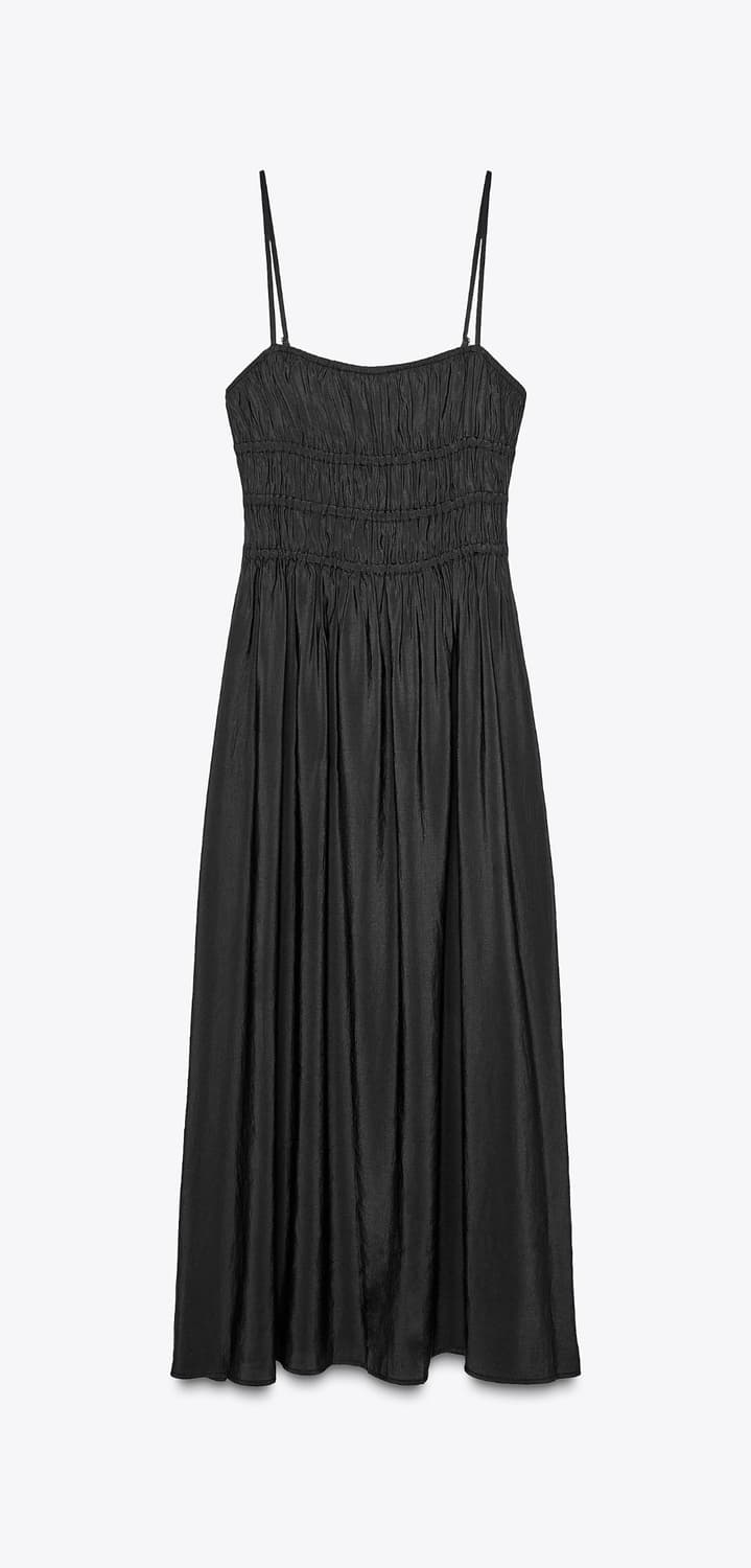 새상품) 자라 플루이드 엘라스틱 미디원피스 S 블랙 상품이미지5