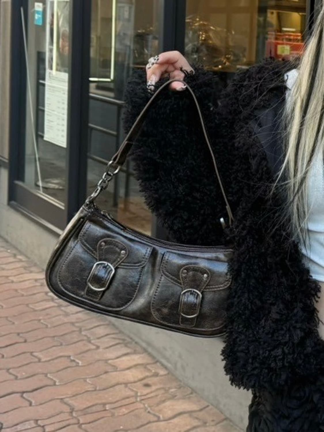 빈티지 버클 백 숄더백 브라운 상품이미지4