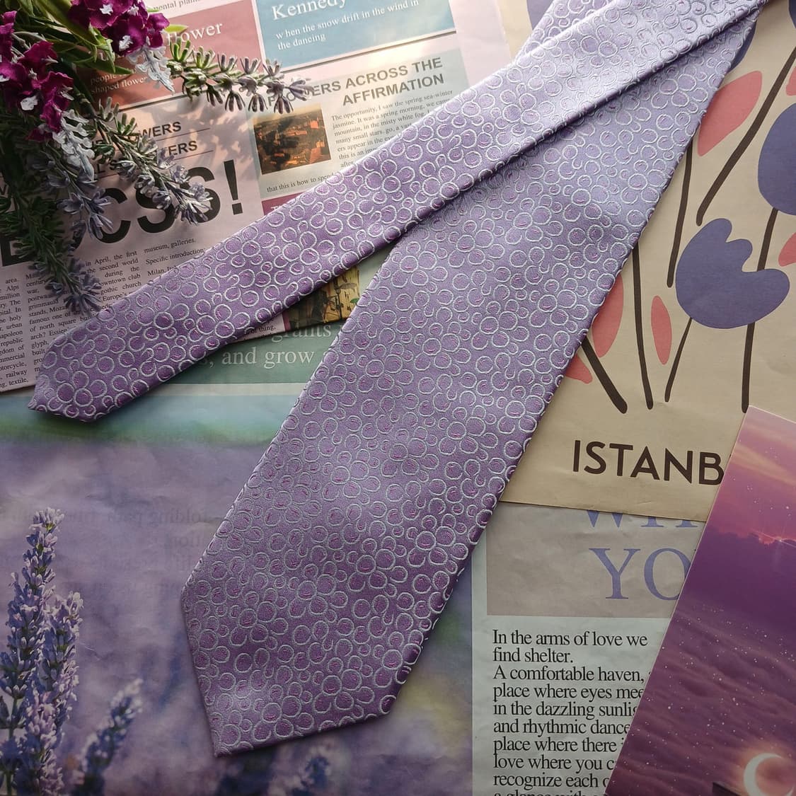 웅가로 실크 퍼플 플라워 자카드 넥타이 8.6cm A+등급 A18642
 상품이미지3