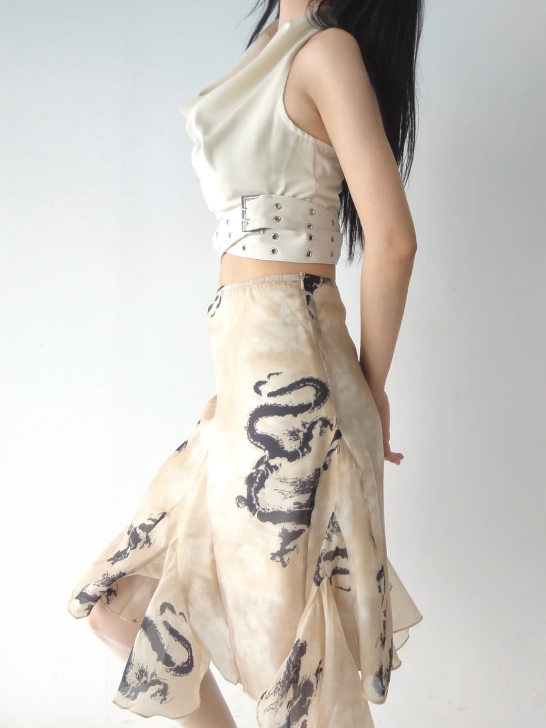 Dragon fly skirt / yellow beige 상품이미지4