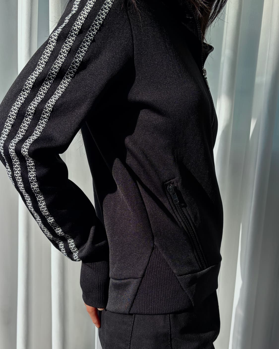 [M]아디다스 블랙 실버 검실 후드 플락 트랙탑 져지 상품이미지3