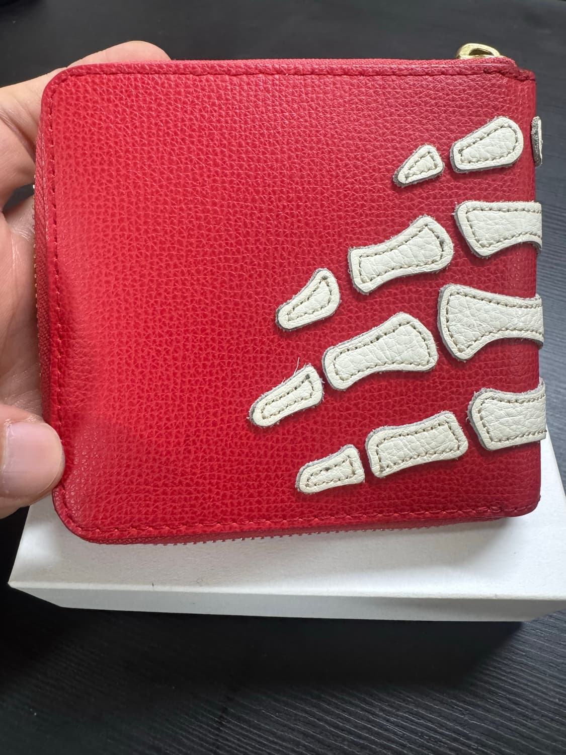 Kapital 캐피탈 떰즈 업 본 핸드 집 월렛 지갑 레드 상품이미지6