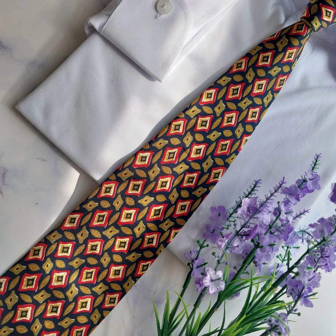 아쿠아스큐텀 넥타이 네이비 올리브 레드 패턴 A+등급 K2391
 상품이미지6