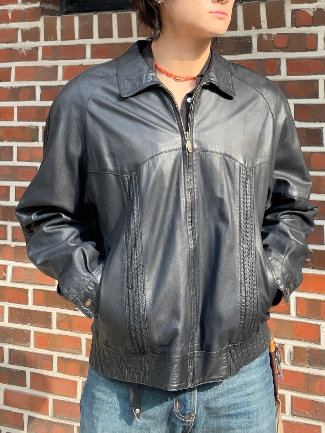 다크네이비 웨스턴 레더자켓 made in spain 상품이미지2